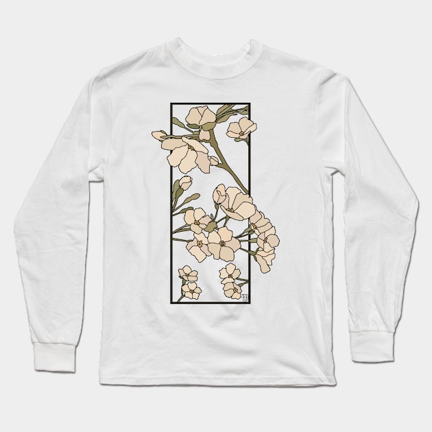 Cherry Blossom Window Long Sleeve T-Shirt by Mayfully